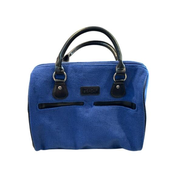 Blue Insulated Lunch Tote Bag with Black Handles Portable Cooler Work School - Picture 2 of 8